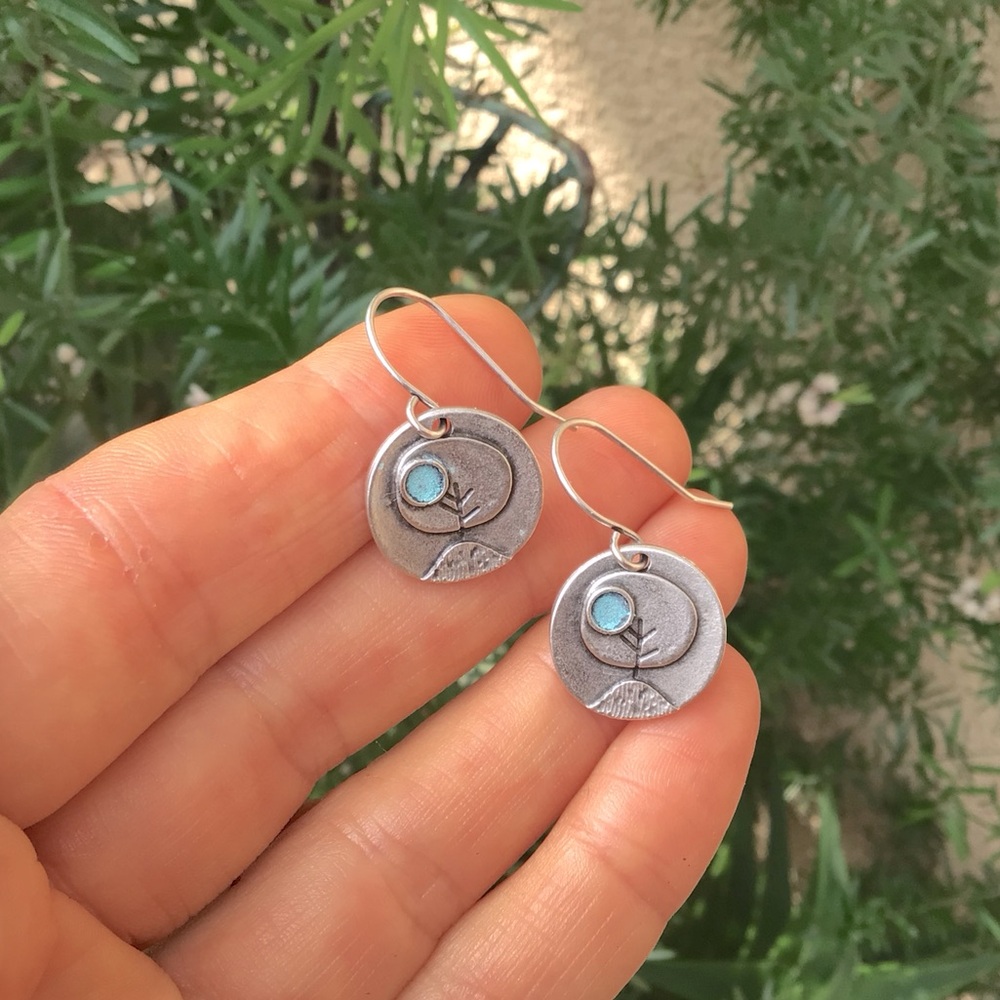 Sale Sundance Charm Earrings Silver Tree blue patina - Picture 3 of 5